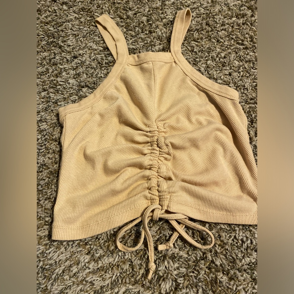 Chic Gathered Tan Tank Top